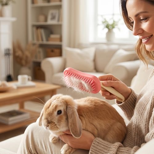 Bunny Brush Short Hair Dog Brush, Soft Silicone Comb Bath Massage Comb | De-Shedding, Easy to Remove Loose Undercoat, for Rabbits Chinchillas Kittens Puppies, During Shedding Season or Bath Time