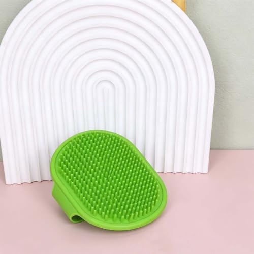 Pet Bath Brush with Massage Bristles,Grooming Tool for Gentle Cleaning and Shedding Removal on Cats and Dogs,Comfortable Handheld Design for Bath Time(Green)