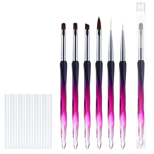 6Pcs Nail Art Clean Up Brushes Nail Brushes Cleaning Polish Mistakes | Acetone Resistant Nail Brush, Fingernail Cleaning Brushes for Nail Art and Designs - color: Pink Black-6Pcs