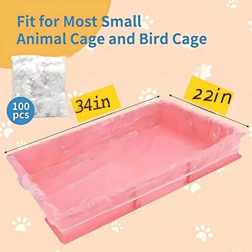 Disposable Cage Liner Bags (100-Pack) – 27'' X 19'' Clear Plastic Rabbit Cage Liners, Leak-Proof Toilet Film for Bunny, Guinea Pig, Hamster, Hedgehog & Small Animals – Universal Crate Tray Covers for - size: 1 Count (Pack of 100)