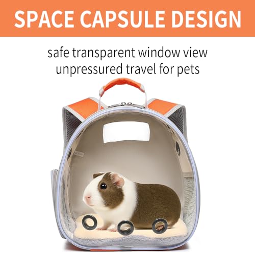 Bunny Carrier, Guinea Pig Carrier,Small Animal Carrier Backpack for Rabbit,Bearded Dragon, Lizard,Hamster,Kitten. Breathable Pet Travel Cage Bag (Orange) - color: Orange