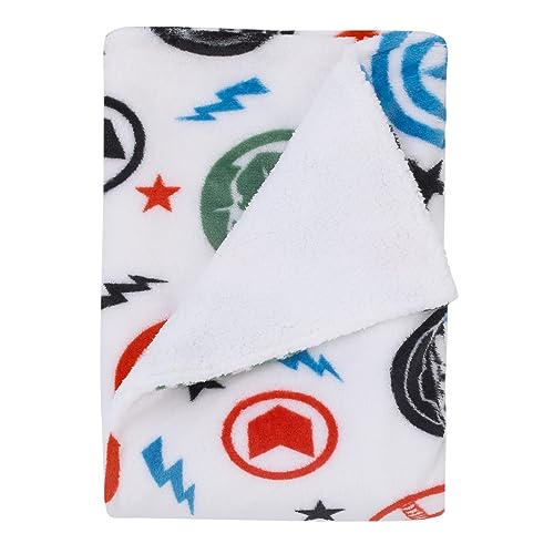 NoJo Marvel The Avengers Red, White, and Blue Super Soft Sherpa Baby Blanket - color: The Avengers Red, White, and Blue