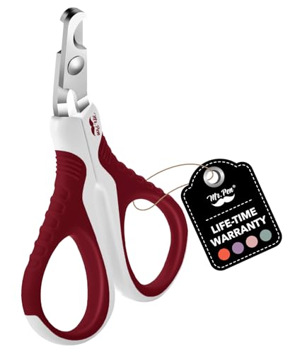 Mr. Pen- Cat Nail Clipper, Stainless Steel | Professional Sharp Cat Claw Trimmer for Small and Medium Cats, Pet Nail Clipper with Sturdy Non Slip Handle - color: Wine & White
