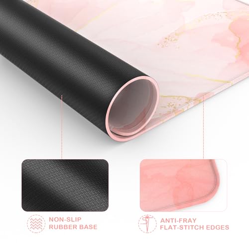Mouse Pad with Stitched Edge, Multiple Patterns Computer Mouse Pads with Non-Slip Rubber Base, Washable Cloth Mousepad, for Gaming, Laptop, PC (Blush Gold) - color: 30Blush Gold