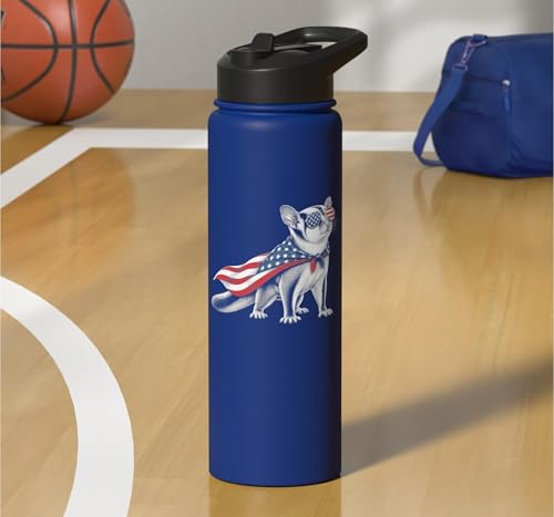 Sugar Glider 4th of July US American Flag Patriotic Stainless Steel Insulated Water Bottle - color: Royal Blue