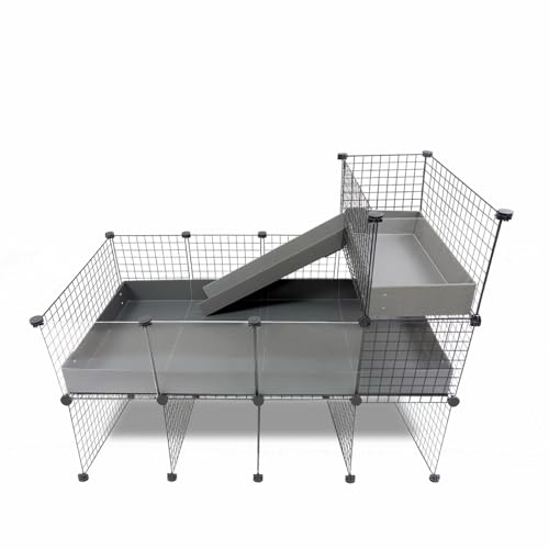 GuineaDad Piggy Condo – Premium C&C Cage with Balcony, Ramp, & Pillars for Guinea Pigs & Small Animals with Coroplast Base | Acrylic, C&C Grids for Small Pets (Acrylic, Standard (29" x 58.5" x 42"))