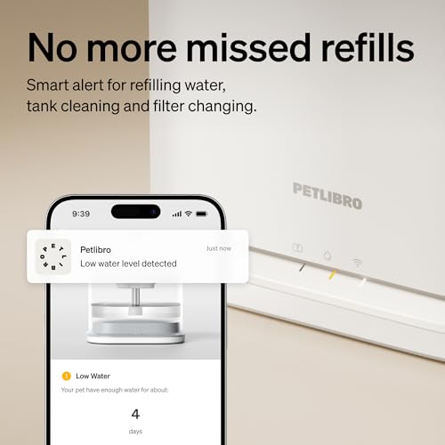 PETLIBRO Quiet Dog Water Fountain Stainless Steel Tray, Smart Pet Water Fountain for Dogs Inside with App Monitoring, 3L Dog Fountain Water Bowl, Automatic Water Dispenser for Dogs, Cat Water Fountain - size: Fountain