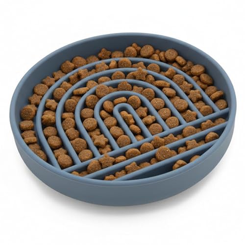 Slow Feeder Dog Bowls - Small Size Silicone Slow Eating Dog Bowl for Puppies & Dogs with Suction Cup -Dishwasher-Safe, Lick Mat Design, Reduces Gulping, for All Breeds, 6”x1.25”- Ocean - color: Ocean - Rainbow Design, size: Small (6” Across x 1.25” Tall)