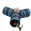 Cat Tunnel Tube Toys, 3 Ways Tunnels for Indoor Cats with Play Ball | Collapsible Pet Tube with Interactive Peephole Interactive Toy for Rabbits, Kittens, Ferrets, Puppy(Blue Black) - color: 3 Way Black Blue