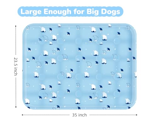 ZeQi Gel-Filled Cooling Mats for Cats Dogs Pets 35''x24'', Water-Proof Surface, Summer Dog Cool Mat, Cooling Cat Bed, Cool Mat, Ice Mat, Seat Cushion for Summer (Large, Animal Print) - size: Large