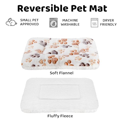 Amakunft 2 Pcs Guinea Pig Bed Mat Washable, Rabbit Winter Bed Pad for Indoor, Warm Small Animal Bed Mattres, Fleece Sleeping Pad for Bunny, Rat, Hedgehog, Sugar Glider, Chinchilla (Paw, Large) - size: Large