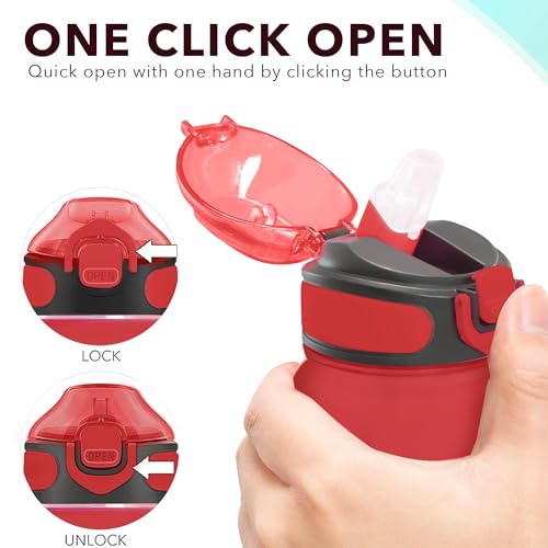 Enerbone 32 oz Drinking Water Bottle with Times to Drink and Straw, Motivational with Carrying Strap, Leakproof BPA & Toxic Free, Ensure You Drink Enough Water for Fitness Gym Outdoor - color: Cherry Cream