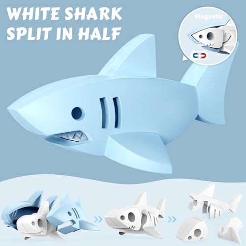 Magnetic Ocean Animals Building Toys,STEM Toddler Learning Toys 3D Puzzle Sea Animals for Boys Girls, Educational Magnetic Travel Montessori Toy Turtle Whale Shark,Unique Birthday Gift for Kids 3 4 5 - style: Ocean Animals