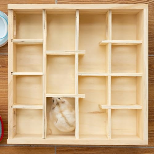 Hypeety Wooden Maze Tunnel Toy with Plastic Cover, Small Pet Animals Activity Sport Labyrinth Dwarf Hamster Play Toys Maze Tunnel Mice Wooden Funny Toy - color: Maze Tunnel