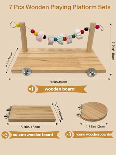 Chinchilla Ledges Wood Sets, Hamster Wooden Stand Platform with Lava Ledge Blocks Chew Toys Small Animal Cage Accessories for Rat Gerbil Guinea Pig Chipmunk Squirrel Mouse