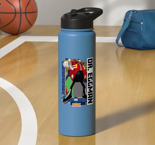 Sonic the Hedgehog - In the Zone - Dr. Eggman Stainless Steel Insulated Water Bottle - color: Light Blue