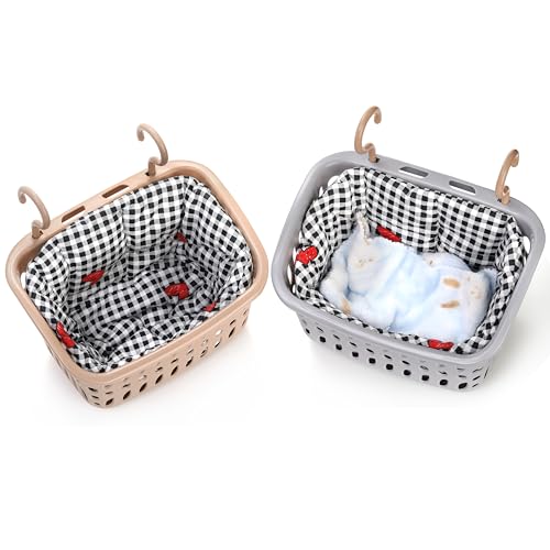 2 Pack Rat Hammock for Cage, Chew Proof Small Animal Hanging Basket Bed with Hooks, Chinchilla Hideout Ferret Cage Accessories for Guinea Pig, Hamster, Sugar Glider, Hedgehog
