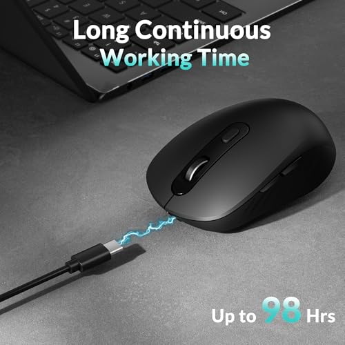 Keychron BM25 Quiet-Click Wireless Mouse, Ergonomic Rechargeable Mice with Tri-Mode, 2.4G/Bluetooth 5.2/Wired, 1000Hz Polling Rate, Adjustable DPI, Programmable for Mac, Windows, Linux - Black - color: Black