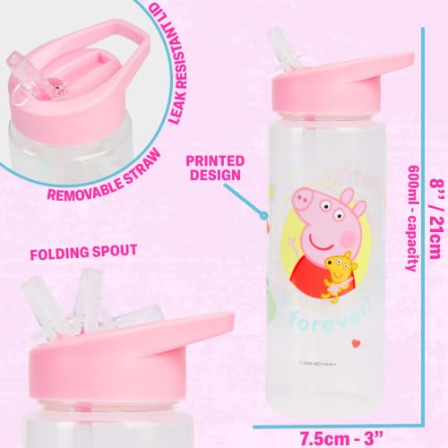 Get Trend Peppa Pig Girls Lunch Box 3Pc Set | Kids Insulated Lunch Bag with BPA-Free Water Bottle and Bento Box, Back to School Gifts for Girls - color: Pink Peppa Pig