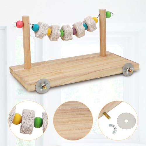 Hypeety Wooden Bird Perch Platform Pet Natural Chewing Toys Health Cage Accessories for Mouse, Chinchilla, Rat, Gerbil, Guinea-Pigs, Dwarf Hamster - color: Chewing Toy