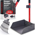 Metal Pooper Scooper for Dogs with Heavy Duty Long Handle Rake & XL Tray | Rustproof Aluminum Poop Scooper for Large Dogs with 9”W 9.5”L Extra Large Tray for Yard, Grass, Dirt & Gravel - color: 2 Piece Set - X Large