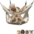Guinea Pig Ferret Hammock for Cage - Machine Washable Double-Decker Hanging Bed - Fits Sugar Glider,Fancy Rat,Hamster,Gerbil - 13.3" x 13.3" Coffee-Footprints - size: 13.3''X13.3''