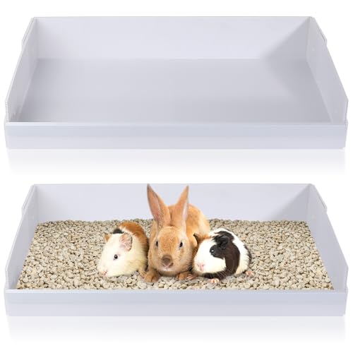 Geelin 2 Pack 26" x 13.5" Corrugated Plastic Cage Liners Base 1 x 2 Panel Size Guinea Pig Cage Liner for Guinea Pigs Hedgehogs Rabbits Applied with C&C Cages, White