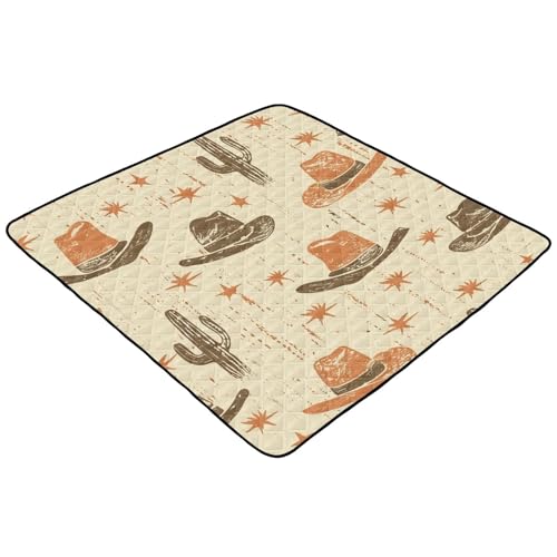 Baby Play Mat Desert Cowboy Hat and Cactus 50 x 50 Playpen Baby Mats for Floor Play Gym Crawling Mat Non-Slip Cushioned Playmat for Infants, Babies, Toddlers - color: Multi 16