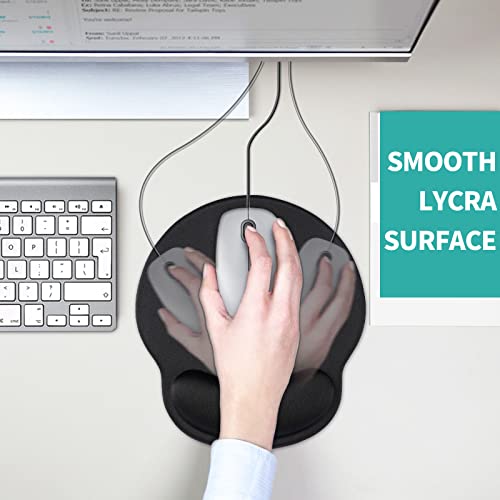 Mouse Pad with Wrist Rest, Comfortable Computer Mousepad with Gel Wrist Support Smooth Surface and Non-Slip PU Base for Pain Relief, Laptop, Office & Home (Black) - color: Black
