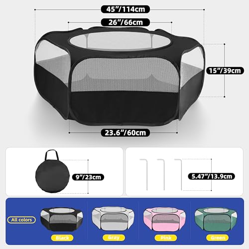 Small Animal Playpen with Mesh Cover & Waterproof Bottom Cat Tent Chicken Brooder Rabbit Guinea Pig Cage Playpen for Small Animals Indoor Outdoor Use - color: Black