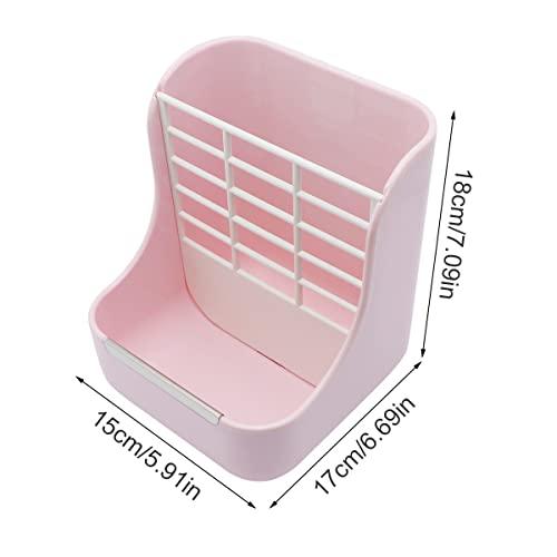 Litewoo Rabbit Hay Feeder Food Bowl Feeding Rack for Small Animal Guinea Pig Chinchilla Bunny Cage Accessories | Bunny food bowl & hay rack, durable plastic, chew-resistant, for small animal/chinchilla/cage, 5.9x6.7x7.09in, easy to clean - color: Pink