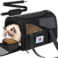 Soft Cat Carrier with Detachable Food Bowl,Pet Travel Bag (Up to 16 lbs) | Puppy Crate with Lockable Zippers,Airline Travel for Small Dog,Kitten,Animal,Breathable Mesh Kennel,Carrying Case,Black - color: Black, size: 17.0"L x 12.0"W x 11.0"H