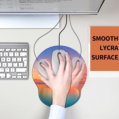 Mouse Pad with Wrist Rest, Comfortable Computer Mousepad with Gel Wrist Support Smooth Surface and Non-Slip PU Base for Pain Relief, Laptop, Office & Home (Oceanic Sunset) - color: Oceanic Sunset