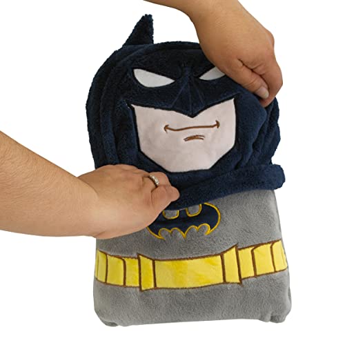 NoJo Warner Brothers Batman The Caped Crusader Navy, Gray and Yellow Batman Character Shaped Blanket - color: Batman the Caped Crusader