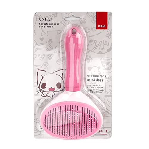Depets Self Cleaning Slicker Brush, Dog Cat Bunny Pet Grooming Shedding Brush - Easy to Remove Loose Undercoat, Pet Massaging Tool Suitable for Pets with Long or Short Hair Pink - color: Pink