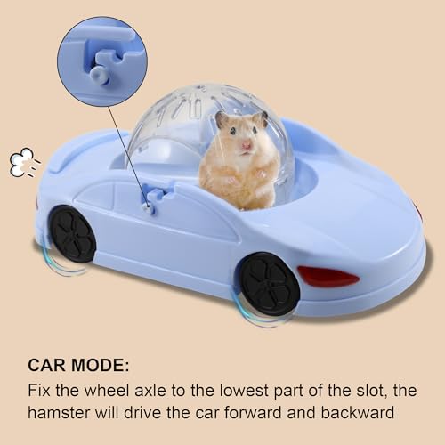 3-in-1 Hamster Ball 4.8 Inch Detachable Hamster Wheel Racing Car Toy