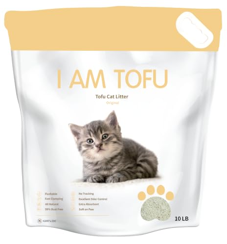 I AM TOFU - Tofu Cat Litter, Low Dust Lightweight Clumping Litter with Odor Control (10 LBS, Original) - color: Original