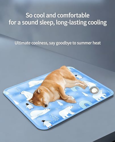 Water-Fillable Pet Cooling Mat, Pressure Activated Gel Cooling Pad for Dogs & Cats, Durable & Scratch Resistant, Perfect for Hot Weather to Prevent Overheating (88, Blue Bear, Medium) - color: blue bear, size: 15.7*19.7