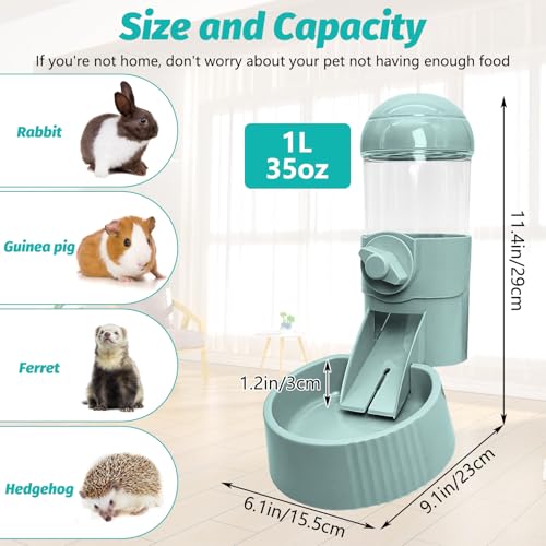 Tfwadmx Rabbit Hanging Auto Food Dispenser Pet Cage Suspended Food Bowl Chinchilla Gravity Detachable Feeder for Puppy Kitten Bunny Ferrets Guinea Pig (Blue)