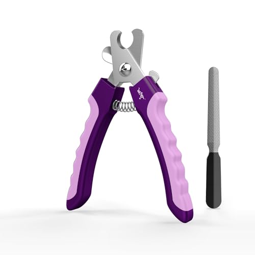 Dog Nail Clippers U10.1, Dog Nail Trimmer Large Breed with Quick Sensor, Razor Sharp Blade Professional Pet Nail Clipper with Safety Guard and Nail File, Purple - color: #08 Purple