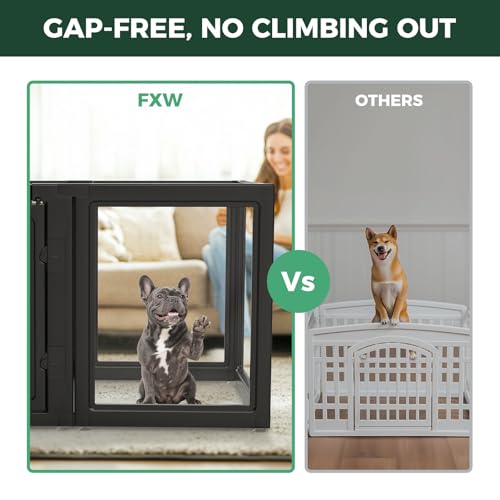 FXW AuraSpace Clear Acrylic Indoor Dog Playpen, 30" H, 8 Panels, Black | Open View, Modern Home Fit, No Climbing Bars, Tool-Free Setup, For Small & Medium Dogs - color: Black, size: 30"H
