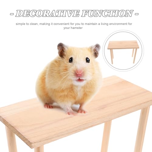 Toddmomy Hamster Play Wooden Platform, Hamster Platform Gerbil Cage Wood Stand with Pillars, Small Animal Resting Area, Rectange, 7. 5'' / 19cm Height