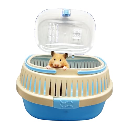 Hamster Carrier Portable Guinea Pig Carrier 13 X 11 X 8 in | Hamster Travel Cage with Ventilation Holes Outdoor Small Pet Carriers for Rat Gerbil Rabbit Hedgehog Squirrel Sugar Glider - color: Blue