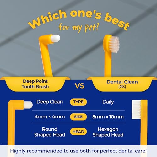 PETHROOM Pet Toothbrush for Cats & Dogs, 4mm Precision Head (Deep Point) | Round Shaped Head with Ultra Soft Bristle for Deep Cleaning Dental Care, Kitten & Small Dogs, Tartar Plaque Removal - color: Deep Point