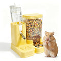 Hamster Water Bottle 2-in-1, 80ml Top-Fill Water Dispenser & 320ml Food Feeder, BPA-Free Anti-Leak Small Animal Cage Accessories for Hamster Gerbil Mouse (Yellow)