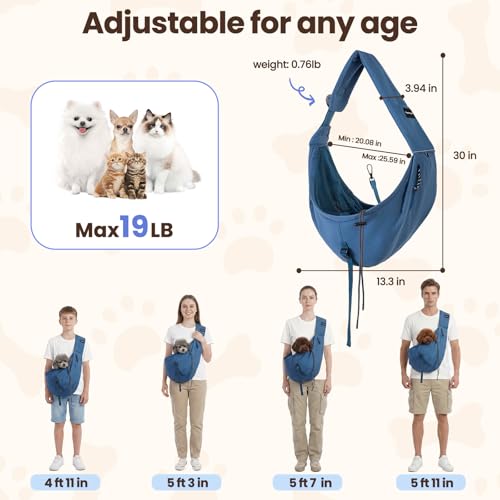 Dog Sling Carrier for Small Dogs & Cats,Pet Carrier Sling Bag with Adjustable Straps,Comfortable & Secure Travel Crossbody Bag for Puppies Up to 19lb,Airline Approved pet Carrier (Royal Blue) - color: Royal Blue