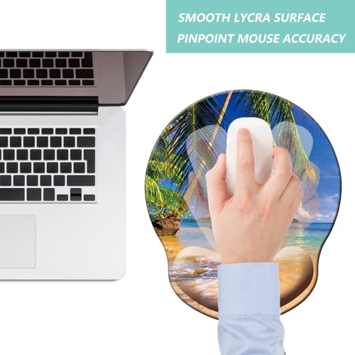 Mouse Pad with Wrist Support, Ergonomic Mouse Pad with Memory Foam Wrist Rest Cushion, Non-Slip Rubber Base Gaming Mice Pad for Home Office Computer Laptop, Beach Tree - color: M39-Beach tree