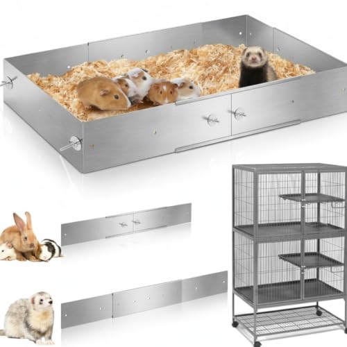 Scatter Guards Compatible with Ferret Nation & Critter Nation, 9 Pcs Pull Out Adjustable Small Animal Cages Guards, Urine & Litter Containment for Ferrets, Chinchillas, Rats (Aluminum Color) - color: Aluminum Color