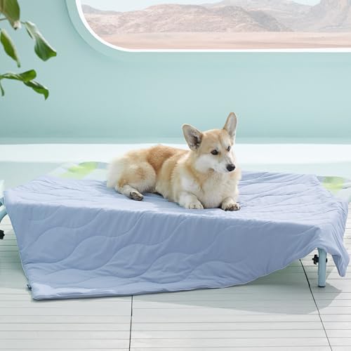 Bedsure ArcticMax™ Q-MAX>0.5 Premium Cooling Blanket for Large Dogs，40x50” | Breathable Summer Washable Throw, Dog Blanket Cooling Mat Pad, Soft Durable Cold Self Cooling Pet Mat for Hot Weather，Blue - color: Powder Blue, size: L(40x50")
