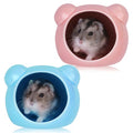 VanEnjoy 2 Pack Ceramic Hamster Hideout Red and Blue Small Animal Hides for Gerbils Mice Cute Summer Cooling Houses for Cage Accessories - color: Pink and blue